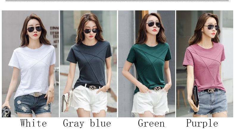 Camiseta Feminina, Manga Curta, com Detalhes em Nervura, Confortável e Casual. Atente para a Conversão de Numeração para o seu Físico;