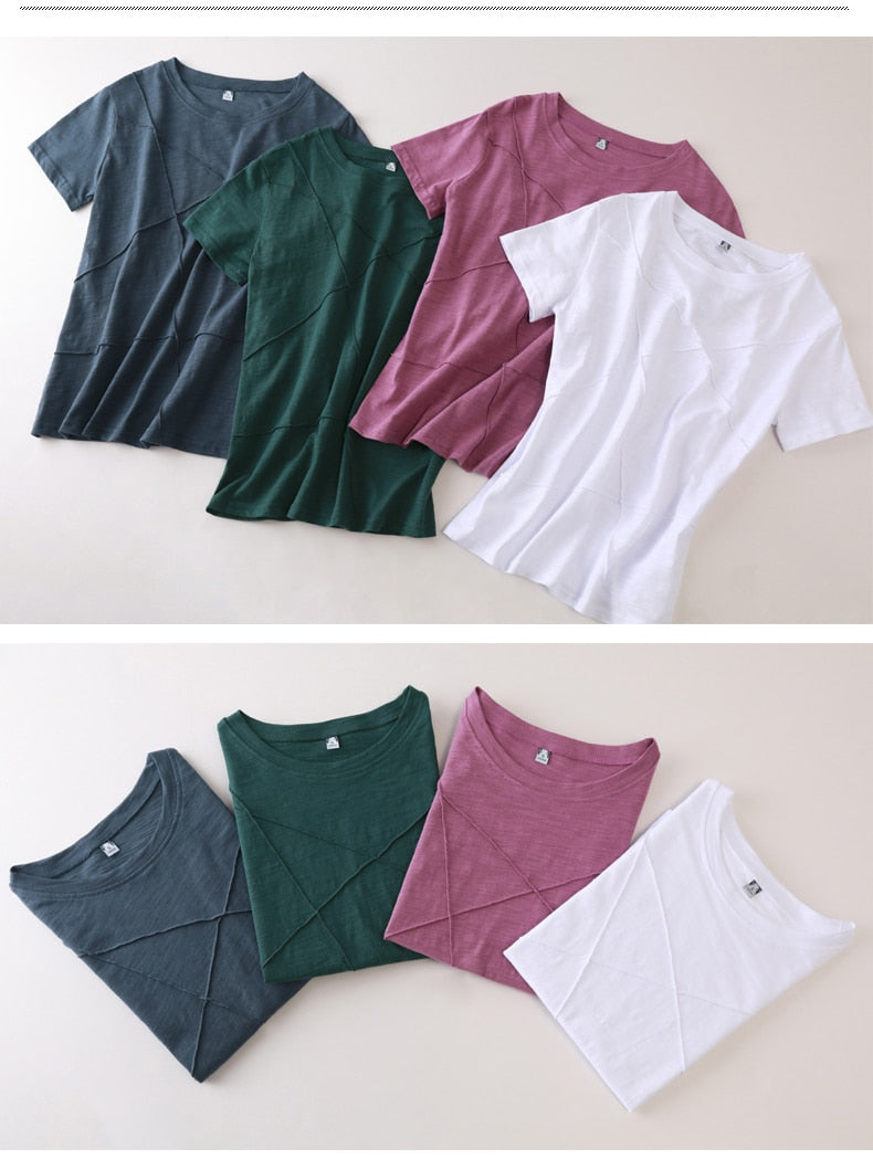 Camiseta Feminina, Manga Curta, com Detalhes em Nervura, Confortável e Casual. Atente para a Conversão de Numeração para o seu Físico;