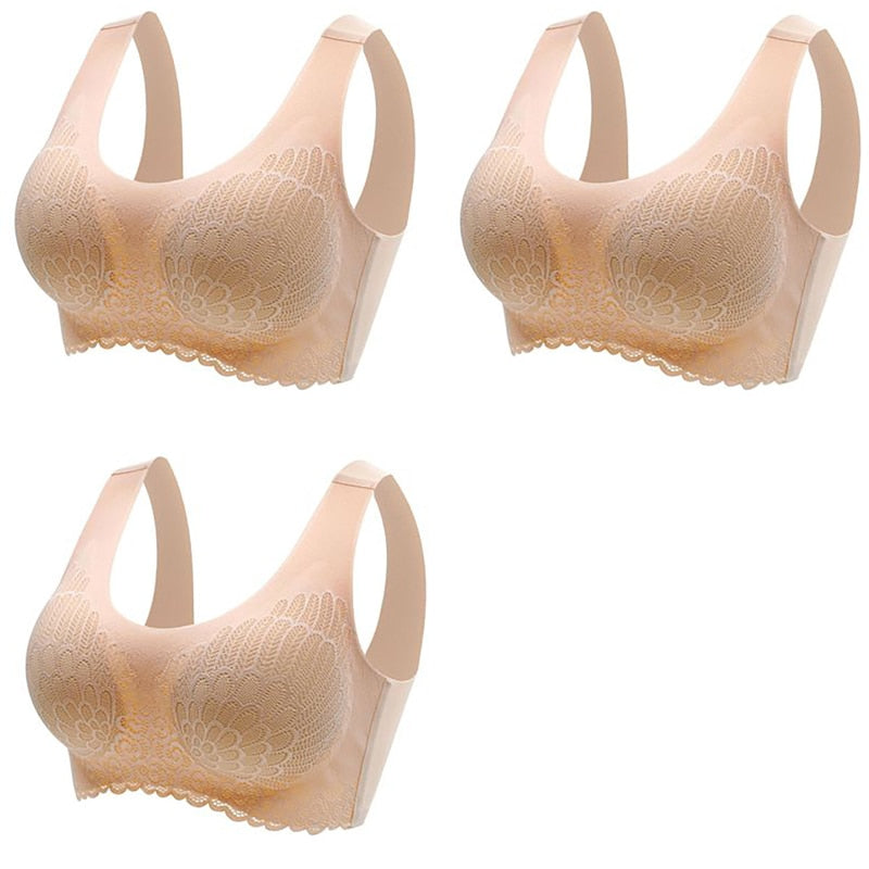 Conjunto de 03 Peças de Sutiã Feminino, Sem Costura, Com Bojo, Sustentação e Elevação, Fino Acabamento e Máximo Conforto. Atente para a Tabela de Conversão dos Tamanhos.