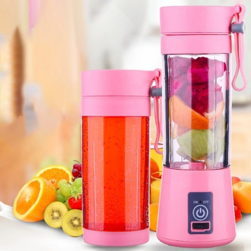 Mini Liquidificador Portátil, Carregamento da Bateria via USB, 06 Laminas. 380 ml