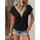 Camisa Feminina Estilo Renda, com Decote em V com Detalhes, Manga Curta e EStilo Casual. Atente para a Conversão de Numeração para o seu Físico.