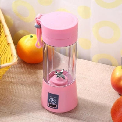 Mini Liquidificador Portátil, Carregamento da Bateria via USB, 06 Laminas. 380 ml