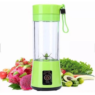 Mini Liquidificador Portátil, Carregamento da Bateria via USB, 06 Laminas. 380 ml