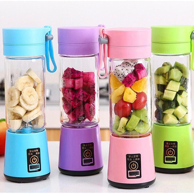 Mini Liquidificador Portátil, Carregamento da Bateria via USB, 06 Laminas. 380 ml
