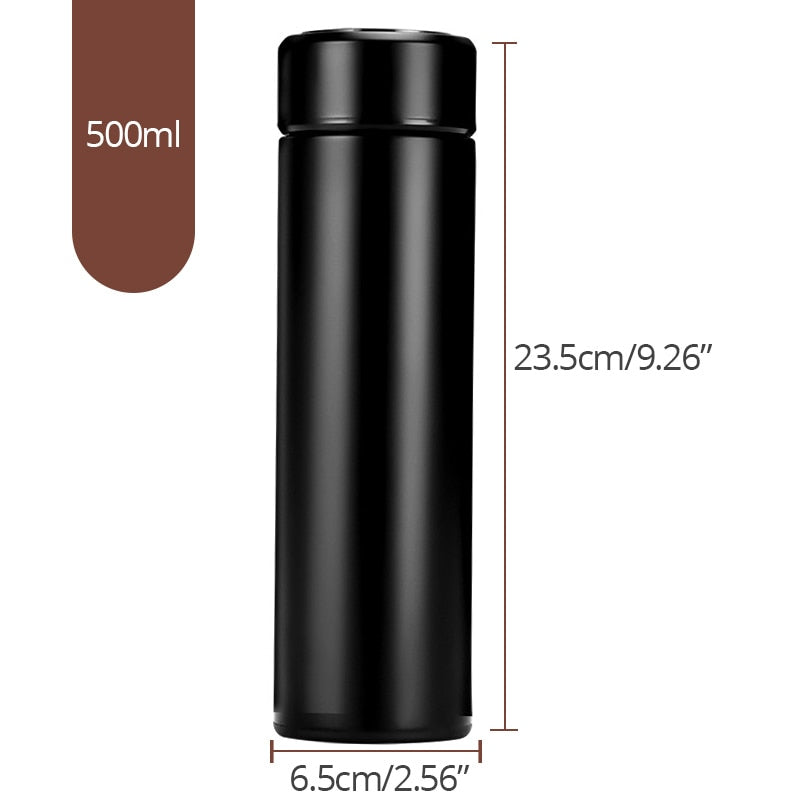 Garrafa De Aço Inoxidável, Térmica, Mantém a Temperatura Quente e Fria. Com visor de LCD.