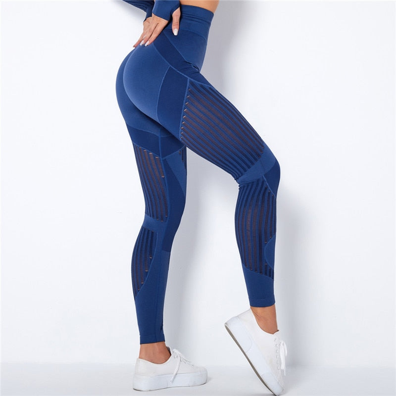 Leggings para Esporte Fitness, sem Costura, Cintura Alta, com Diversas Faixas de Compressão