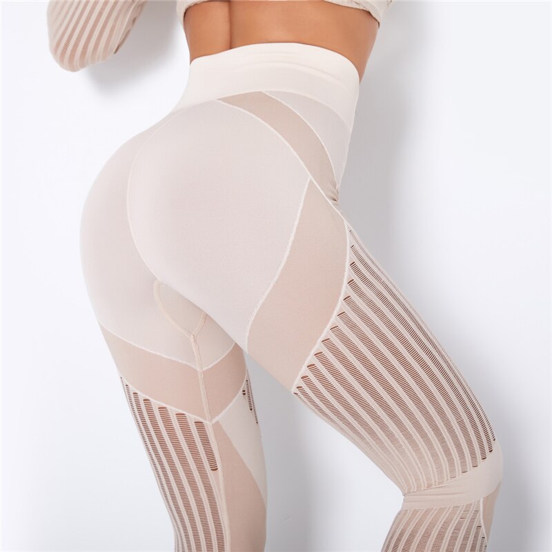 Leggings para Esporte Fitness, sem Costura, Cintura Alta, com Diversas Faixas de Compressão