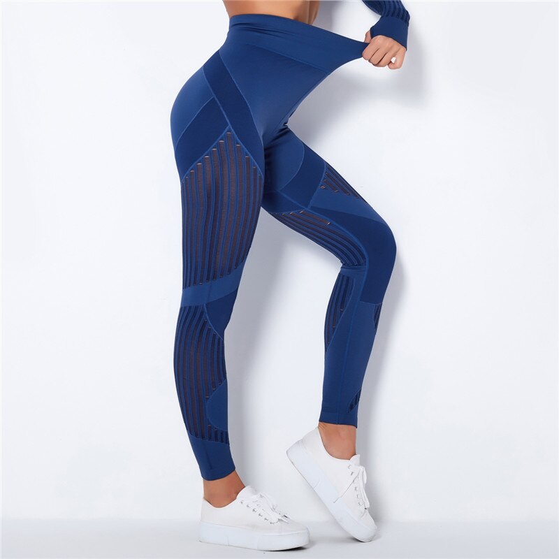 Leggings para Esporte Fitness, sem Costura, Cintura Alta, com Diversas Faixas de Compressão