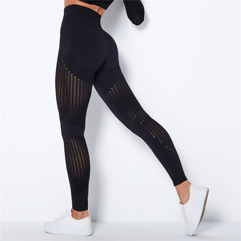 Leggings para Esporte Fitness, sem Costura, Cintura Alta, com Diversas Faixas de Compressão