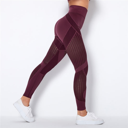 Leggings para Esporte Fitness, sem Costura, Cintura Alta, com Diversas Faixas de Compressão